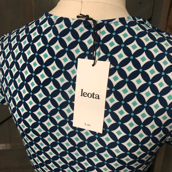 Leota Blue Geometric Print Dress Size Small - Picture 6 of 7